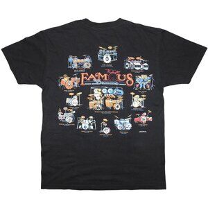 Vintage 2000 Famous Drums T-Shirt Led Zeppelin Van Halen Beatles Rush Large
